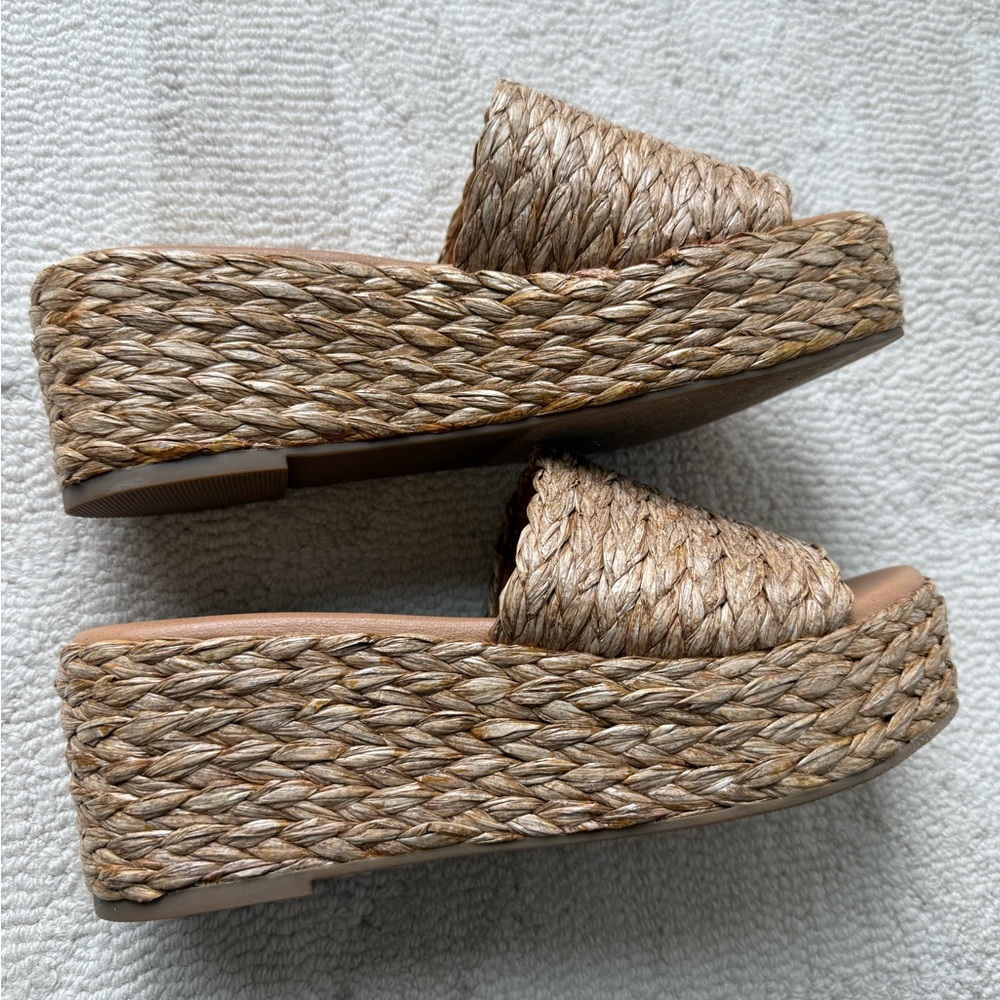 Raffia Platform Slide Sandals